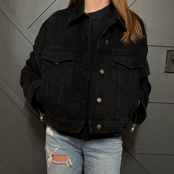 Zara Jackets & Blazers - Zara Black Denim Jacket ZW Zippered